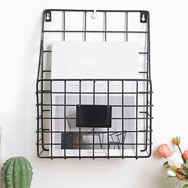 Rustic Country Style Wire Wall Mount Hanging File Folder Display Mail Organizer Document Storage Magazine Rack Set of 2 (Black) |