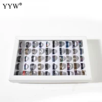 50pcsbox fashion stainless steel finger ring set unisex men women mixed colors wholesale ring 4x18mm 11x24mm us ring size5