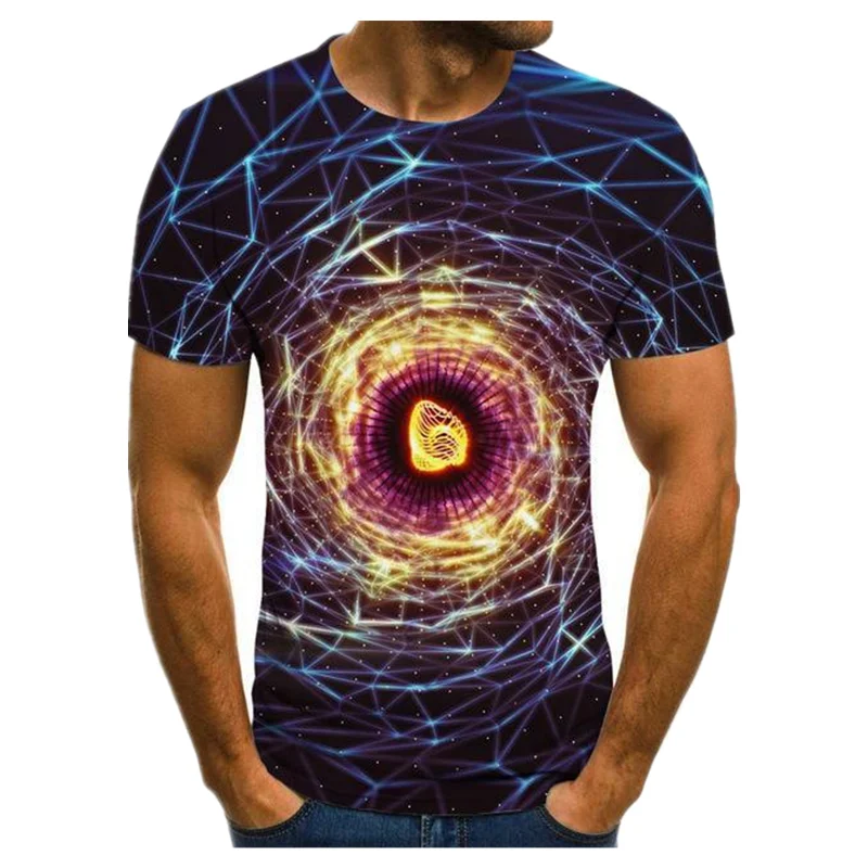 

Summer New Three-Dimensional 3D vortex Men T-Shirt Fashion O-Neck Casual Short Sleeve Harajuku Hip Hop Trend Oversized T-Shirt