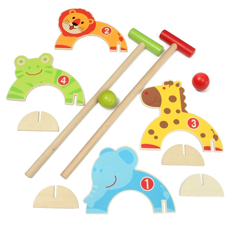Детские Мини Деревянные Мультяшные игрушки для гольфа крокеты спортивные игры