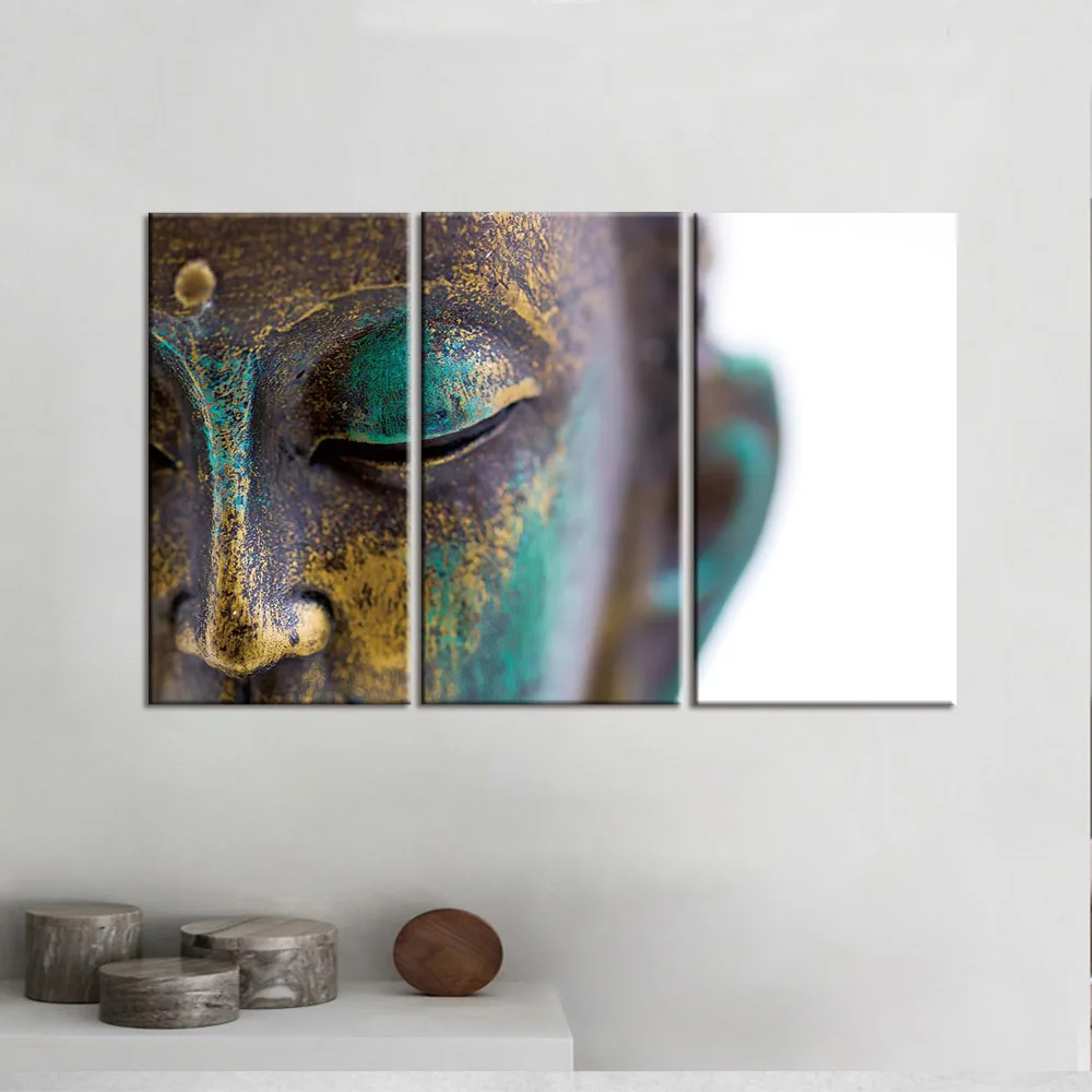 

ArtSailing Canvas painting Wall Art Gray 3 Panel Modern Large Buddha Wall Print on Canvas Home Living Room Decoration