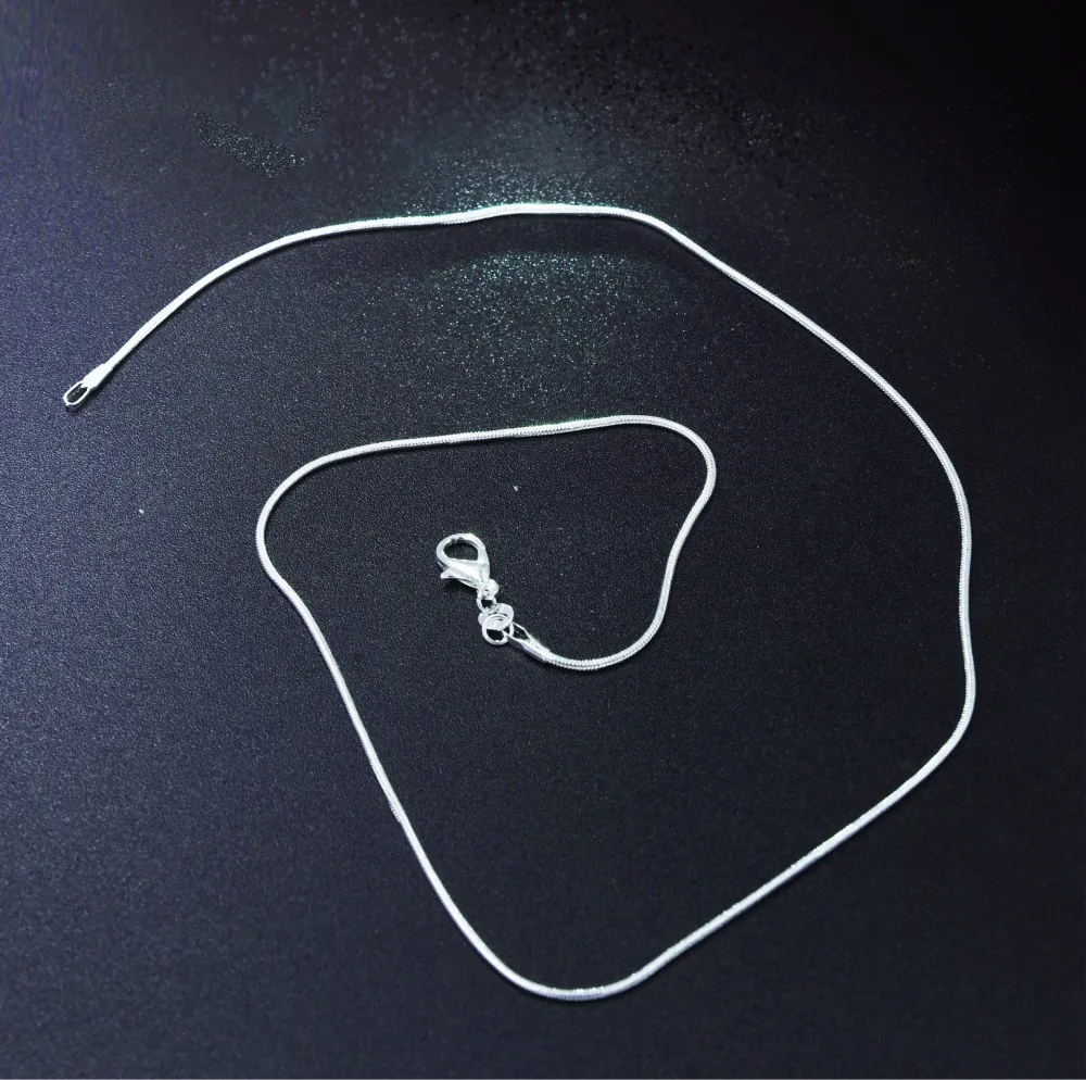 Цепочка Серебристая в виде змеи тонкое ожерелье 1 мм 16/18/20/22/24 дюйма со штампом|silver