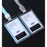 high quality transparent hard crystal name badge id card access exhibition card with lanyard bank credit card holders