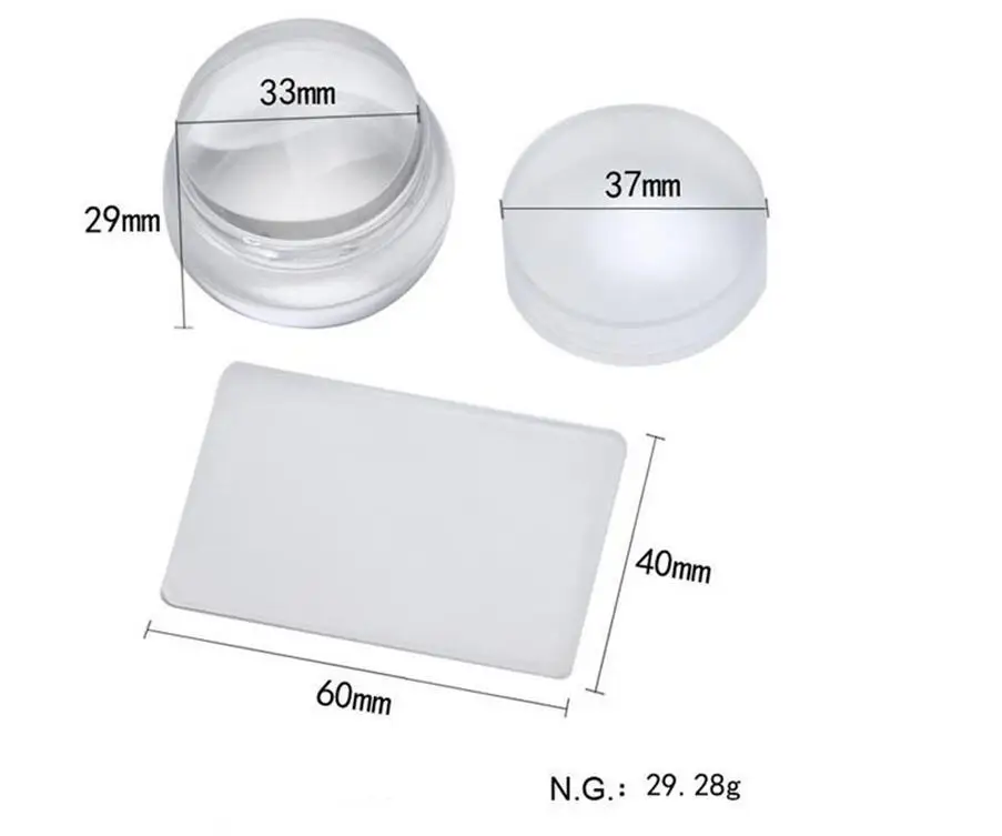 

2PCS Clear Jelly Silicone Nail Stamper & Scraper Set 3.5cm Handle Stamper with Cap Manicure Nail Art Stamping Tool Kit,YZ16