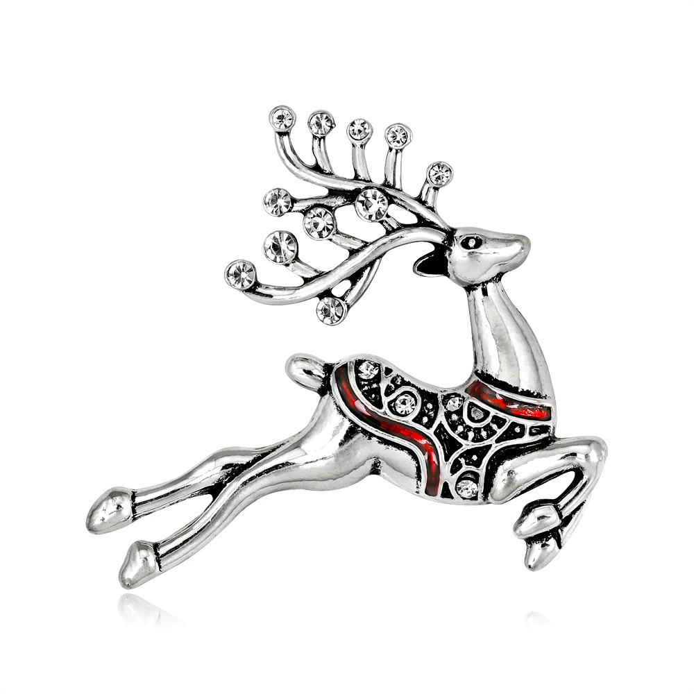 3 шт./лот модная Рождественская брошь в виде лося с кристаллами Симпатичные