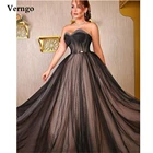Черно-коричневое Тюлевое ТРАПЕЦИЕВИДНОЕ платье для выпускного вечера Verngo с завязкой на спине, вечерние платья для женщин