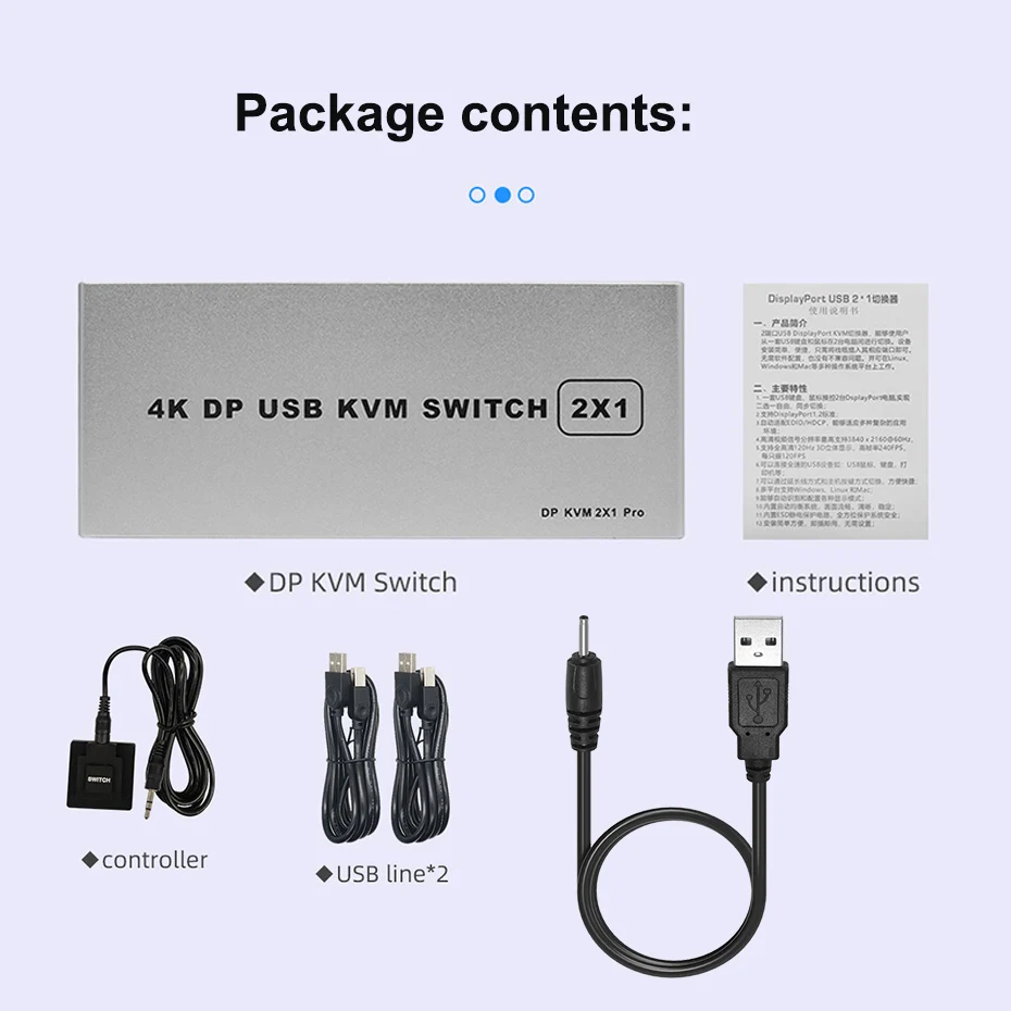 KVM-консоль 2 в 1 с двумя портами 8K @ 60 Гц USB-консоль переключатель портов дисплея KVM DP