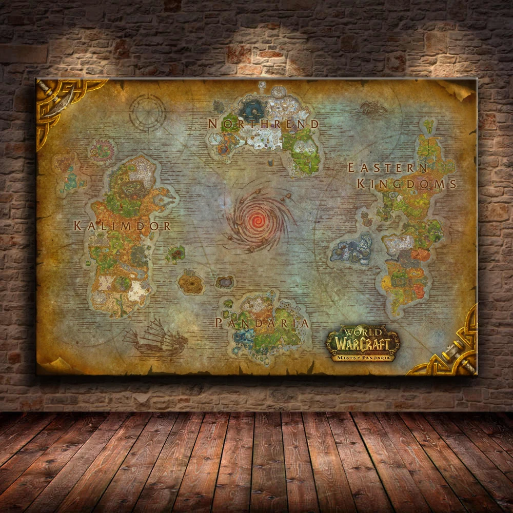 Unframed The Poster Decoration Painting of World Warcraft 8.0 map on HD Canvas canvas painting wall art | Дом и сад
