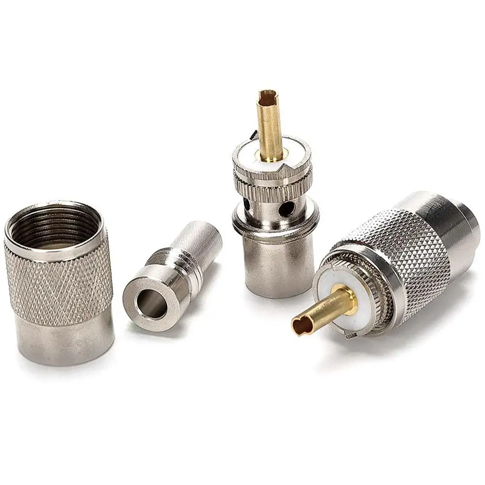 

UHF PL259 Male Plug Screwed Coupling Connector RF UHF PL259 RG58-3 Plug Male J4K7 Coaxial RG8U Crimp Z8P9