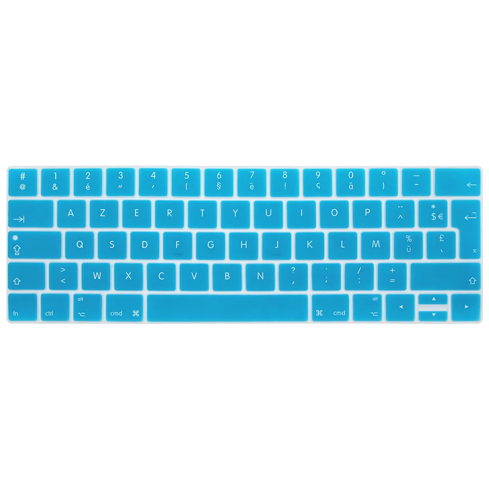 HRH Европейская версия французские Azerty тонкие Чехлы для клавиатуры Силиконовые Пленки Для Macbook Pro 1" 15" A1706 A1707 A1989 A1990 A2159 сенсорная панель - Цвет: Turquoise