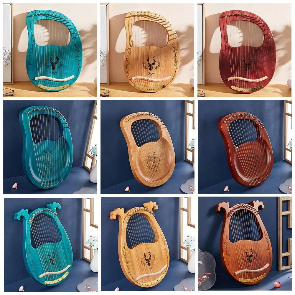 

16-string harp Lyre piano sixteen string wood mahogany lyre harp musical instrument tool wrench tuning pickup