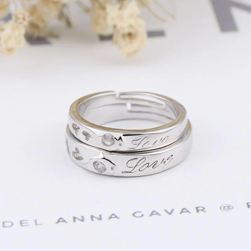 Набор колец для пары классические круглые кольца влюбленных регулируемые женщин