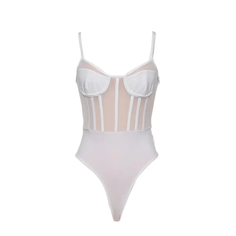 

Sexy Women's Bodysuit Lingerie Sleepwear Underwear Playsuit Women Sleeveless Strap See Through Mesh Jumpsuit Bodysuits