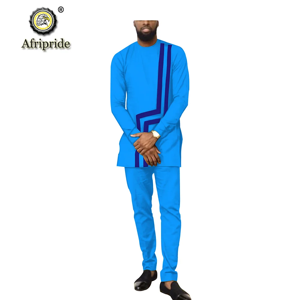 2019 Африканский мужской комплект одежды Дашики рубашка + брюки из Анкары короткий