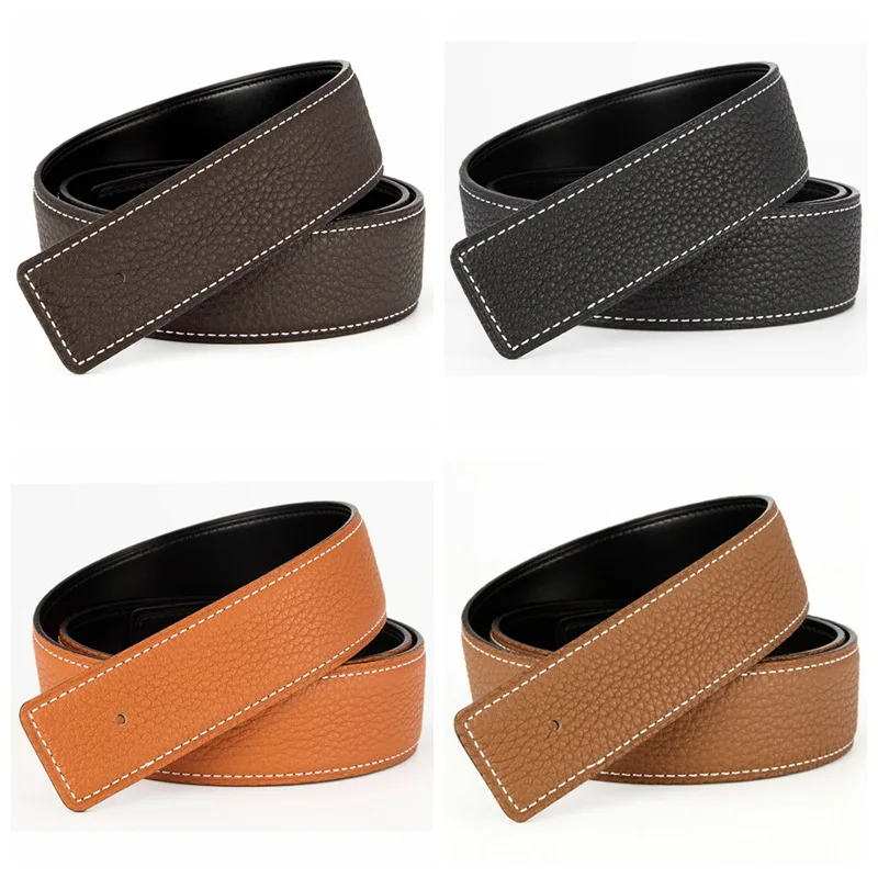 3.1cm No Buckle Belt Brand Belt Men High Quality Male Genuine Real Leather Strap forJeans Litchi grain Belt Cinturones Hombre