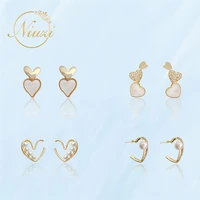 2021 new gold color love heart pearl stud earrings for women personalized vintage simple female earrings girl k pop accessories