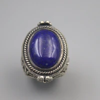 genuineoriginal silver 925 ring for women lapis lazuli retro zircon pattern fine gemstone ring us 6 9 gift