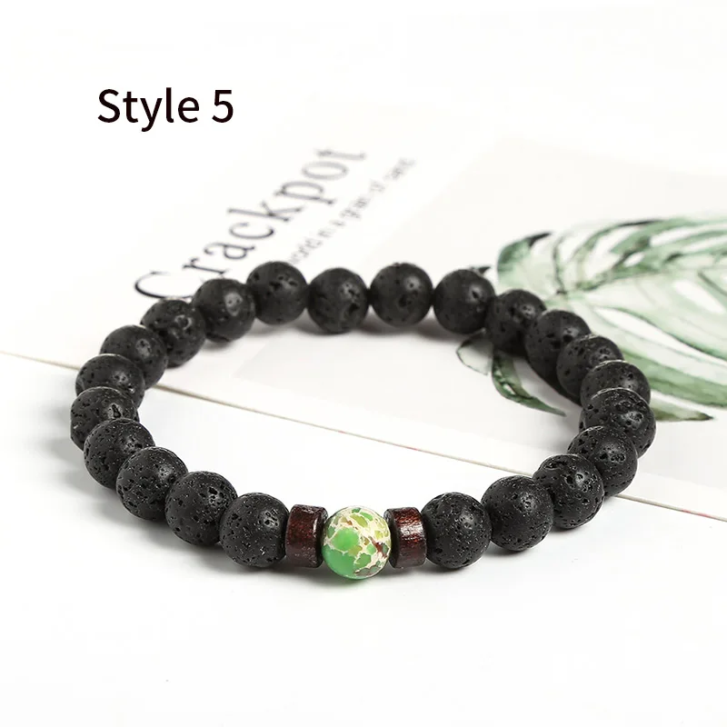 Style 5 JD мужской браслет, натуральный Императорский камень, бусина, тибетский Будда, браслет, чакра, лавовый камень, диффузный браслет, мужские ювелирные изделия, подарок - Окраска металла: Style 5