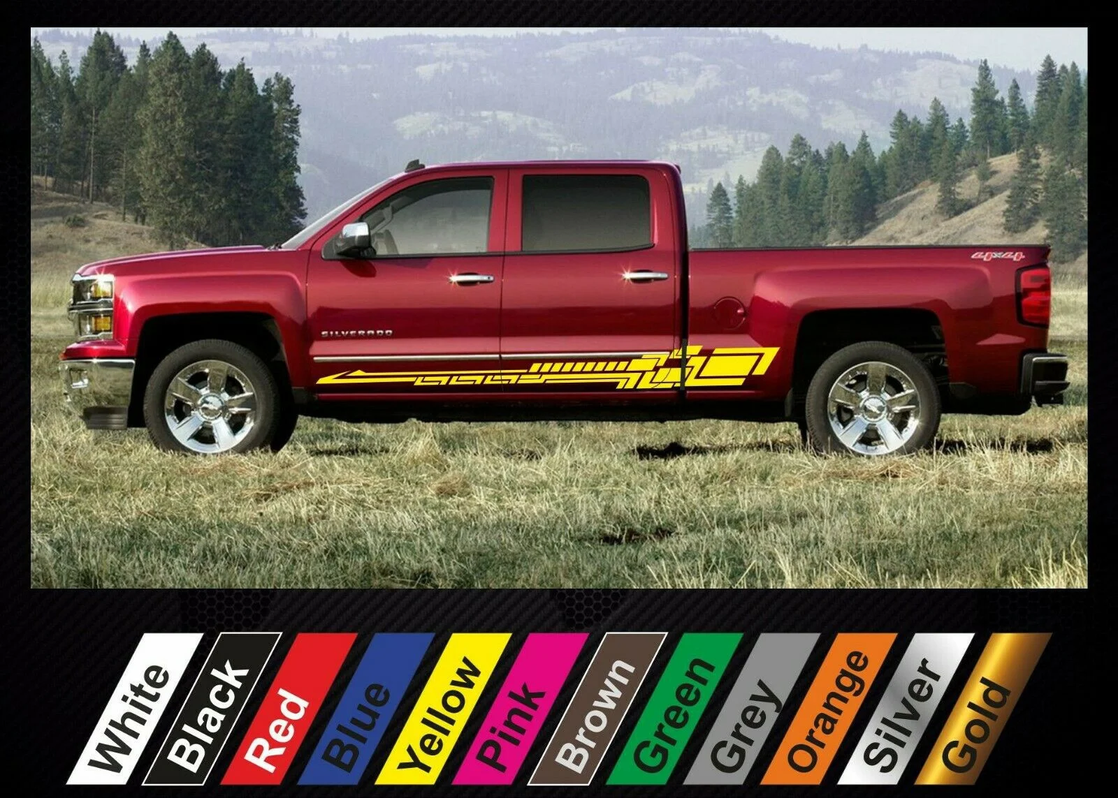 

Наклейки для x2 Chevrolet Silverado графика боковая полоса наклейка #16