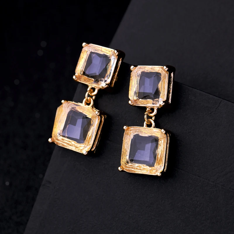 Прозрачные стеклянные серьги-гвоздики квадратной формы balanдостаточно для женщин