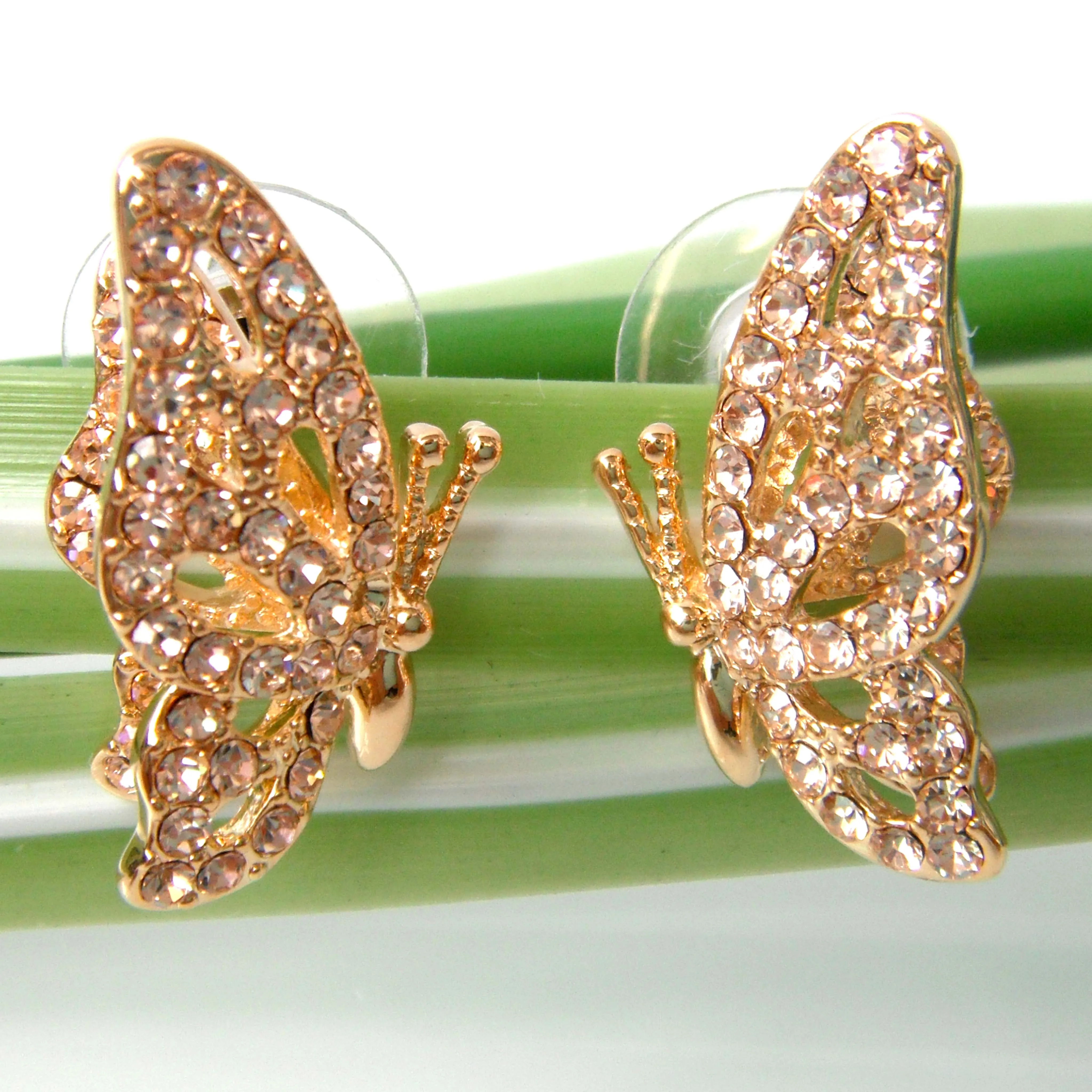 Navachi крылья бабочки Желтые GP хрустальные серьги-гвоздики SMT1435 | Украшения и