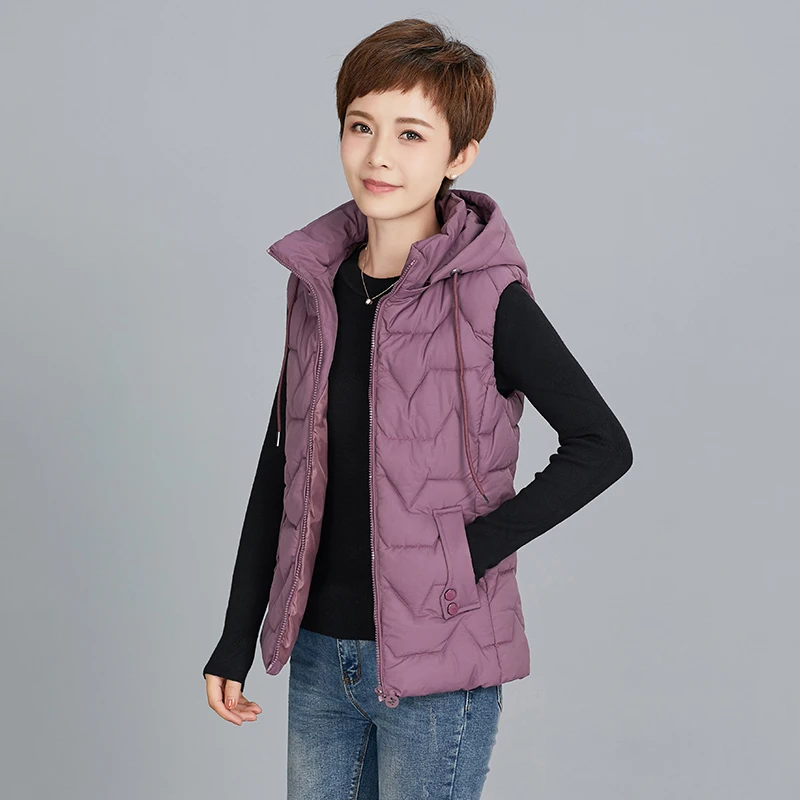 

Winter Vest Women Hooded Warm Vest Jacket Plus Size Candy Color Cotton Waistcoat Women Wadded Feminina Chalecos Casual Short