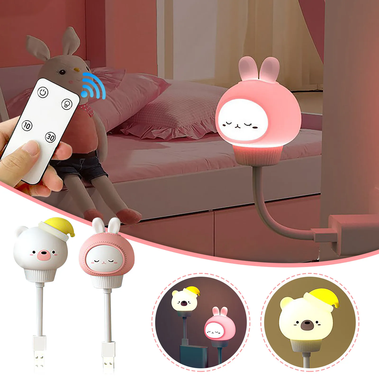 

2021 New LED USB Style Small LED Desk Lamp Night Lights Bedroom Baby Room Decoration Beside lamp Night Rise Lactation lamp