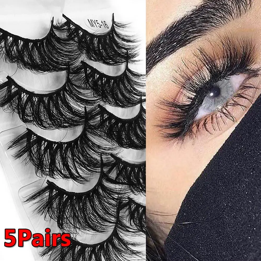 

5 пар 8 ~ 26 мм 8D искусственные норковые Накладные ресницы ручной работы тонкие и длинные пушистые ресницы