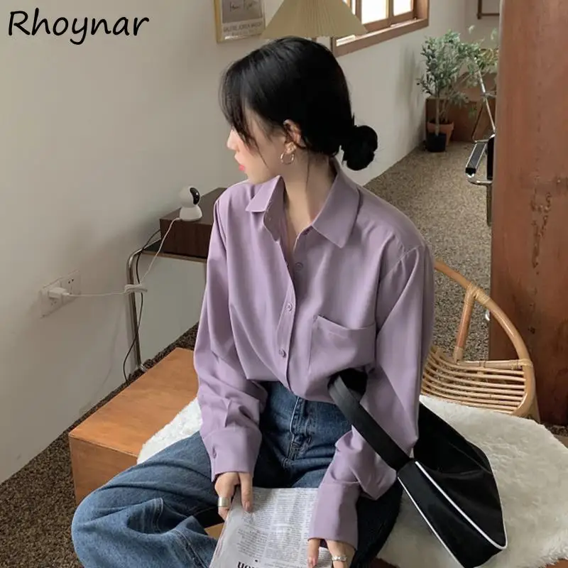 

Рубашка женская шифоновая однотонная универсальная, элегантная однобортная Удобная уютная в стиле преппи, с отложным воротником, в Корейск...