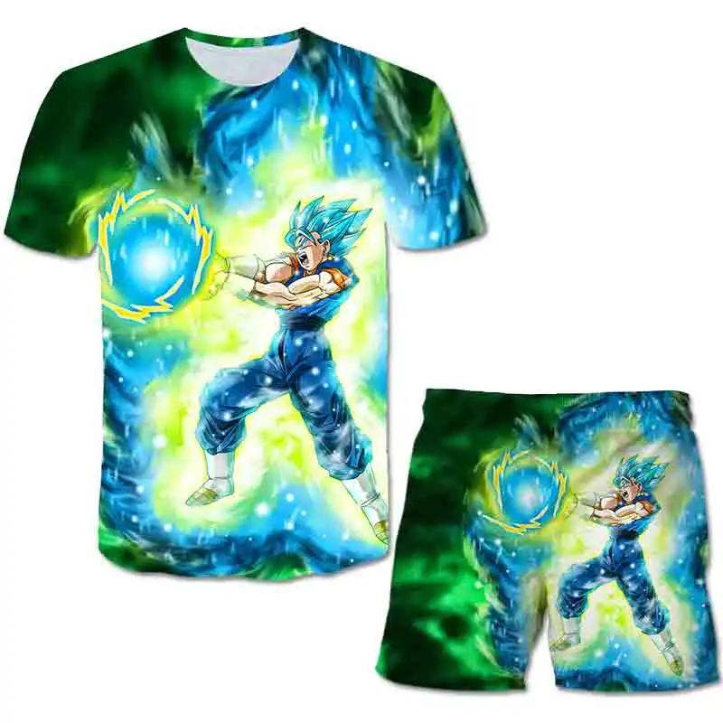 

2021 Hot Sale 3D Dragon-Ball T Shirt+Shorts Suits kids Anime&Manga Harajuku Style Tees Clothes Children Babys Short Sleeve Sets
