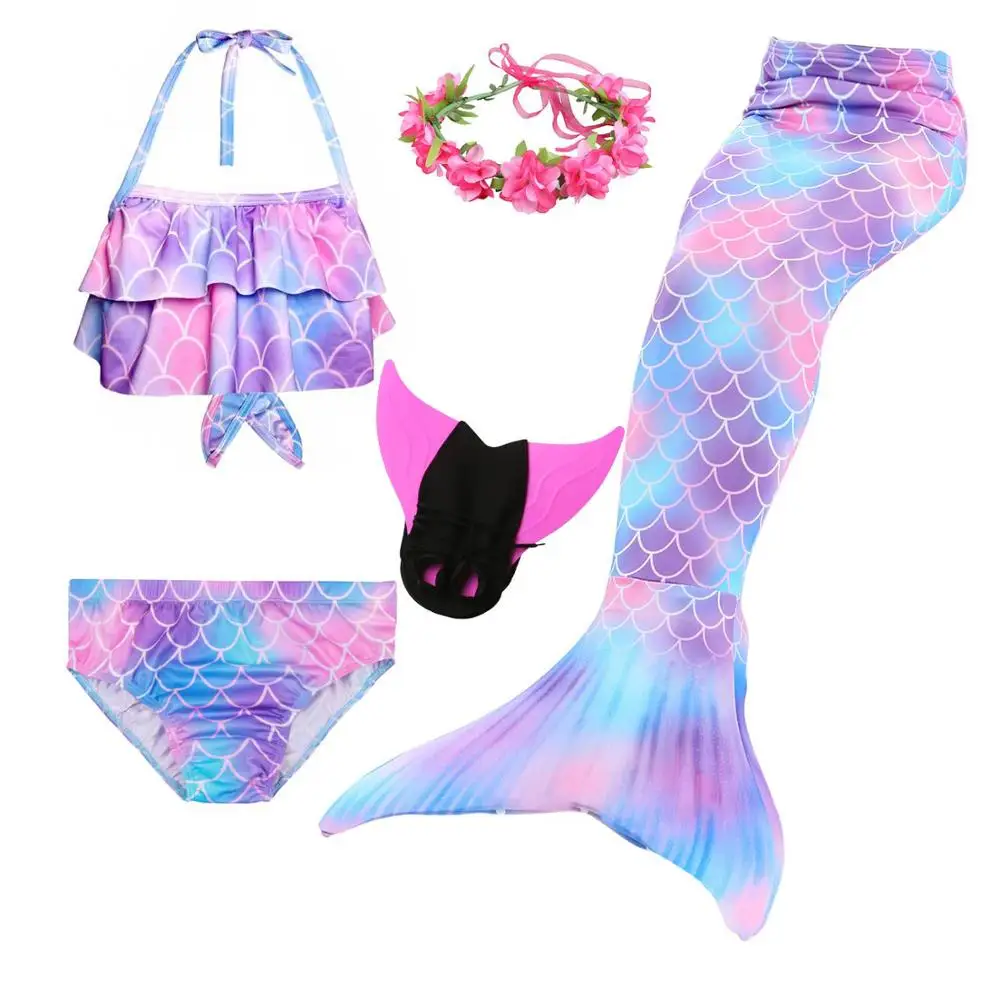mermaid 1 - 5set Детский костюм русалки для плавания купальник русалки комплект бикини девочки-русалки Хвосты Косплей - Цвет: mermaid 1 - 5set