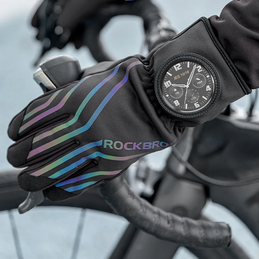 

Ослепительные светоотражающие велосипедные перчатки ROCKBROS, зимние теплые ветрозащитные Нескользящие велосипедные рукавицы с закрытыми пальцами для мужчин и женщин