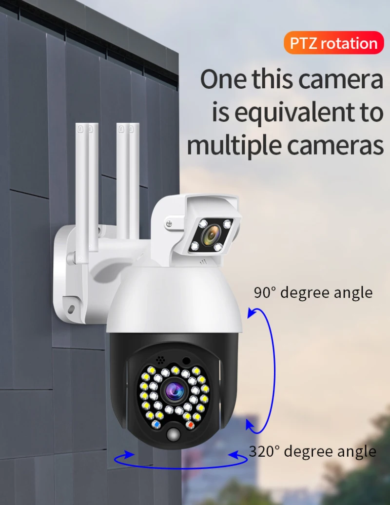 1080P WI FI PTZ IP Камера Беспроводной Двойной объектив CCTV Открытый безопасности Cam 29 шт