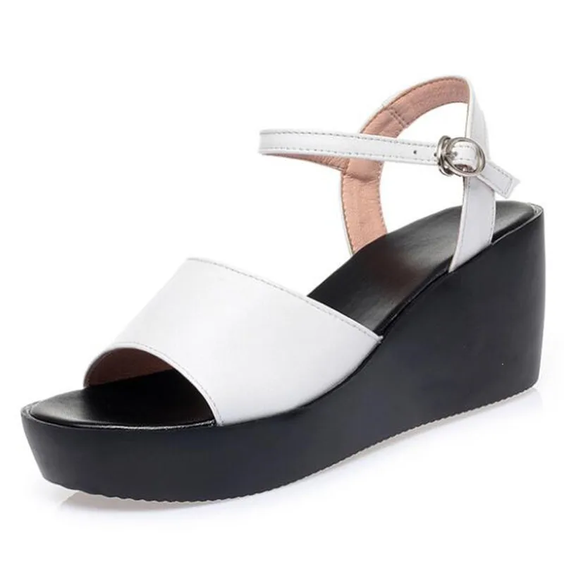 

2022 New Summer Women Sandals Platform Womans Shoes Thick Heel Sandals Top Soft Cowhide Comfortable Leather Sandals