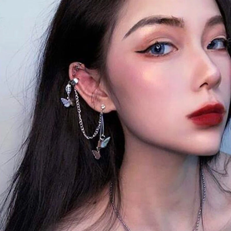 

Fashion Female Ear Bone Clip Super Fairy Butterfly Ear Bone Clip Korean Version Alloy Punk Cool Ear Studs In One Earring Jewelry