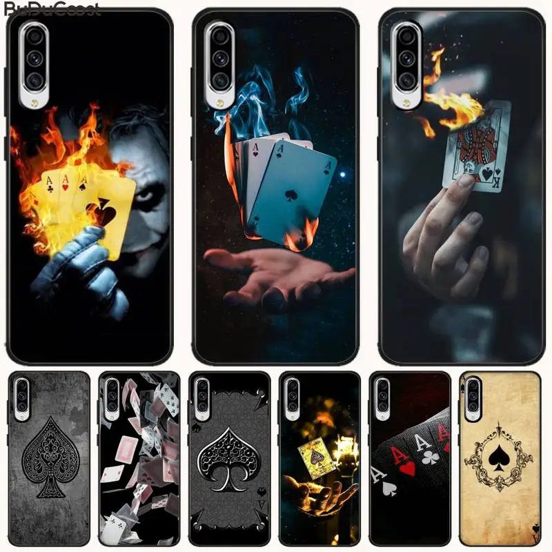 

CUCI playing card Retro Poker Soft Silicone Black Phone Case For Samsung A10 20 30 40 50 70 10S 20S 2 Core C8 A30S A50S A7 8 9