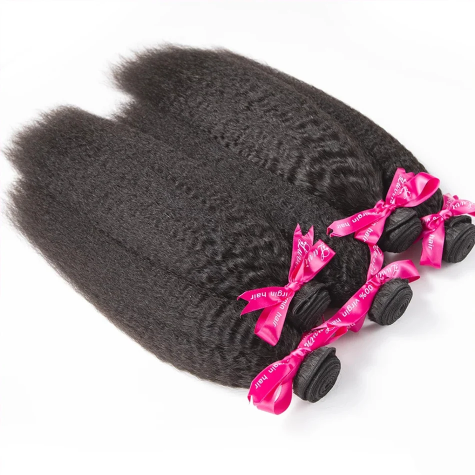 Афро кудрявые прямые 30 дюймов 3 4 пряди грубые яки человеческие волосы