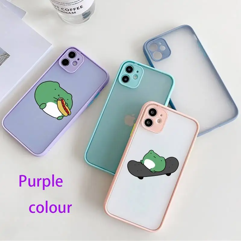 

Cute Little Frog Phone Case Or IPhone 12 11 Pro Max XR XS Max X SE2 6s 7 8 Plus Hard Shockproof Purple Case