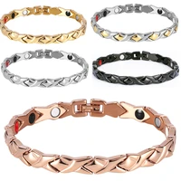 magnetic bracelet for women 4 in 1 elements anti fatigue germanium hand chain stainless steel gold power energy health bracelets