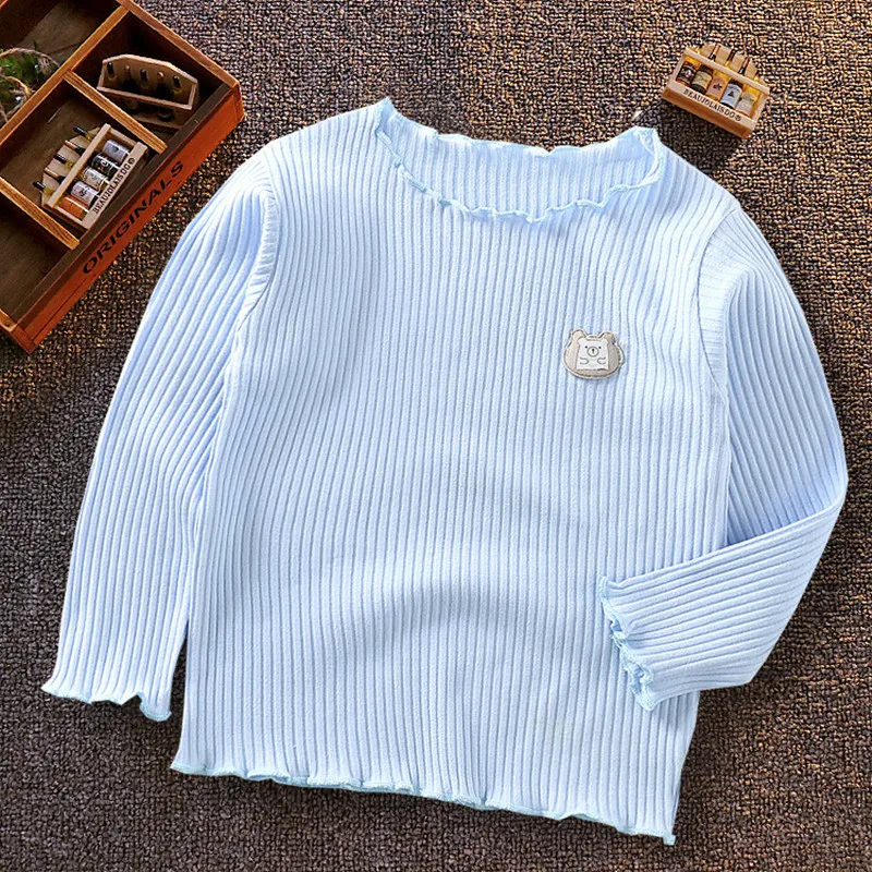

Autumn and winter new children's lace bottoming shirt for girls long-sleeved candy color lace cotton casual bottoming shirt