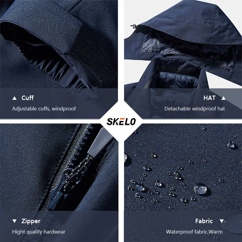 2020 Для Мужчин's 3 в 1 Soft Shell куртка Водонепроницаемый Лыжная ветрозащитная зимнее