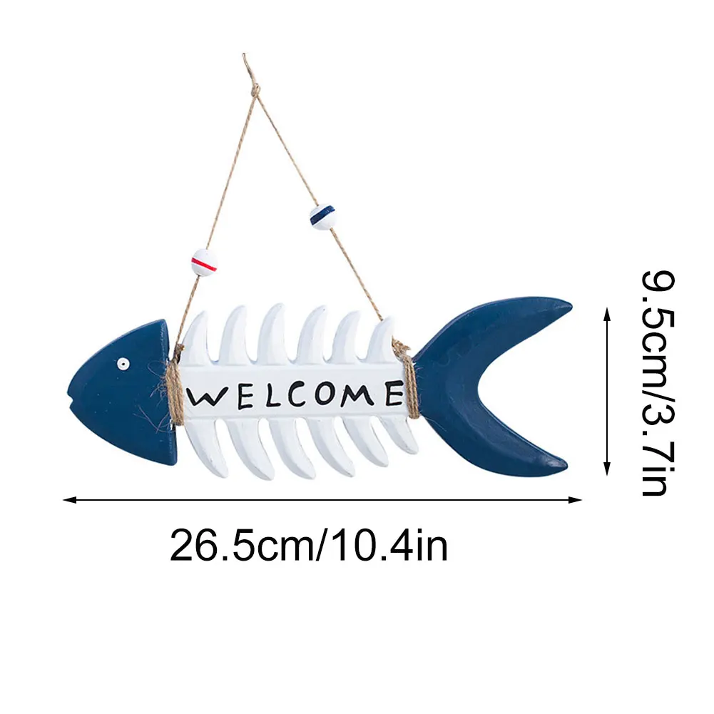 

Wooden Fish Bones Decor Beach Theme Fish Skeleton Craft With Lanyard Ocean Hanging Hoom Outdoor Ornament For Door Office