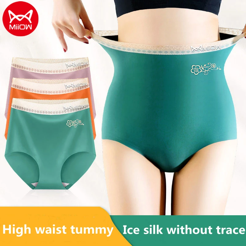 

3 шт., женские хлопковые трусы с высокой талией и промежностью