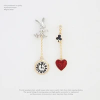 cartoon anime earrings rabbit girl poker heart 925 sterling silver needle long dangle earring for women fashion jewelry