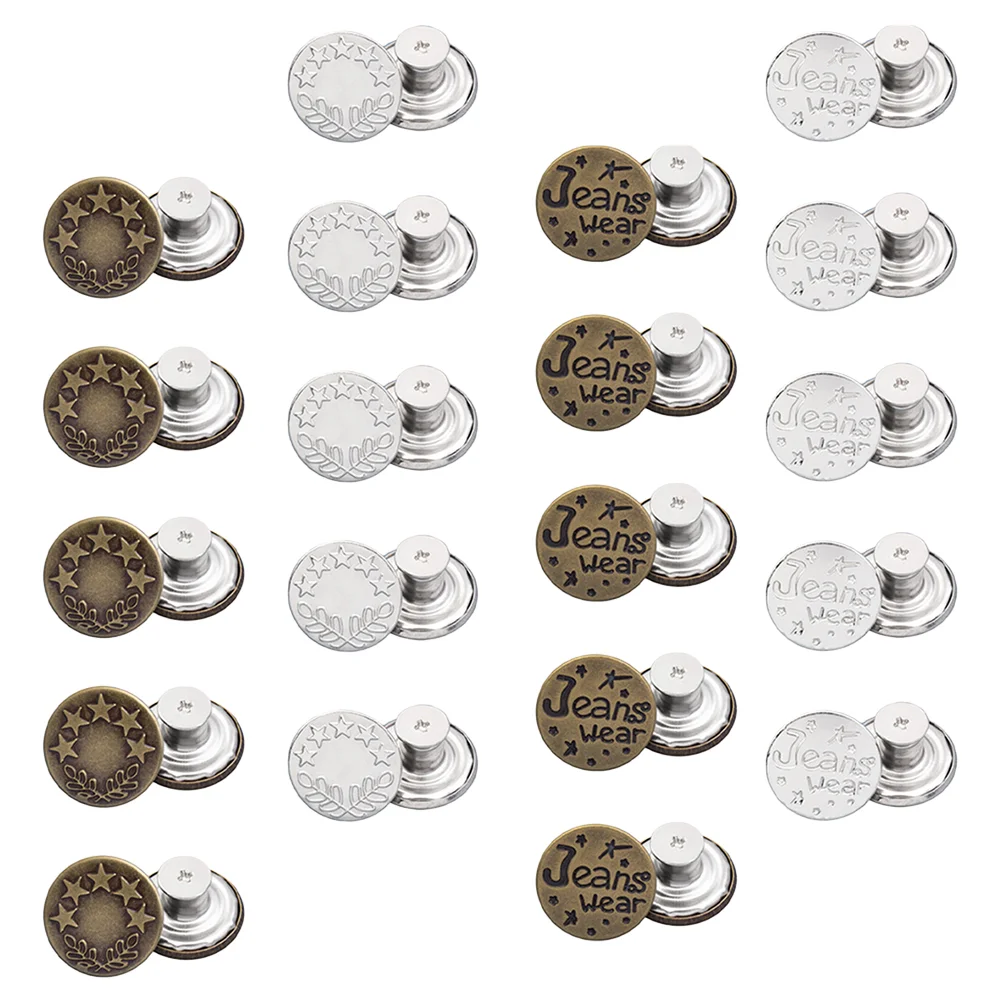

1 Set 48Pcs Instant Buttons Sew Jean Buttons Adjustable Detachable Metal Buttons (Coffee Silver)
