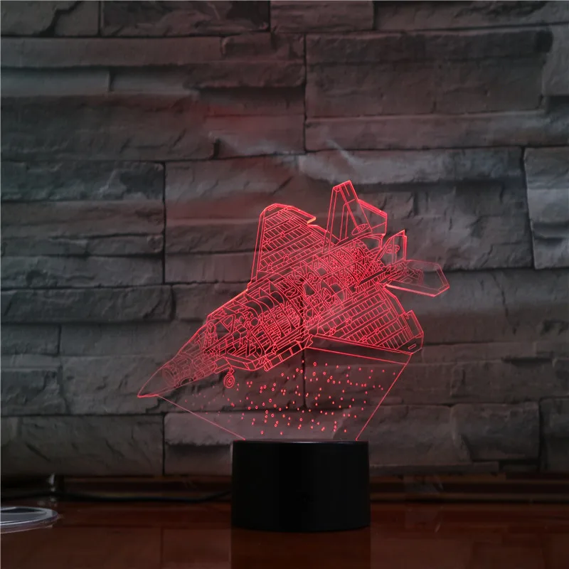 Космический корабль самолет 3D СВЕТОДИОДНЫЙ Ночник светильник USB Многоцветная