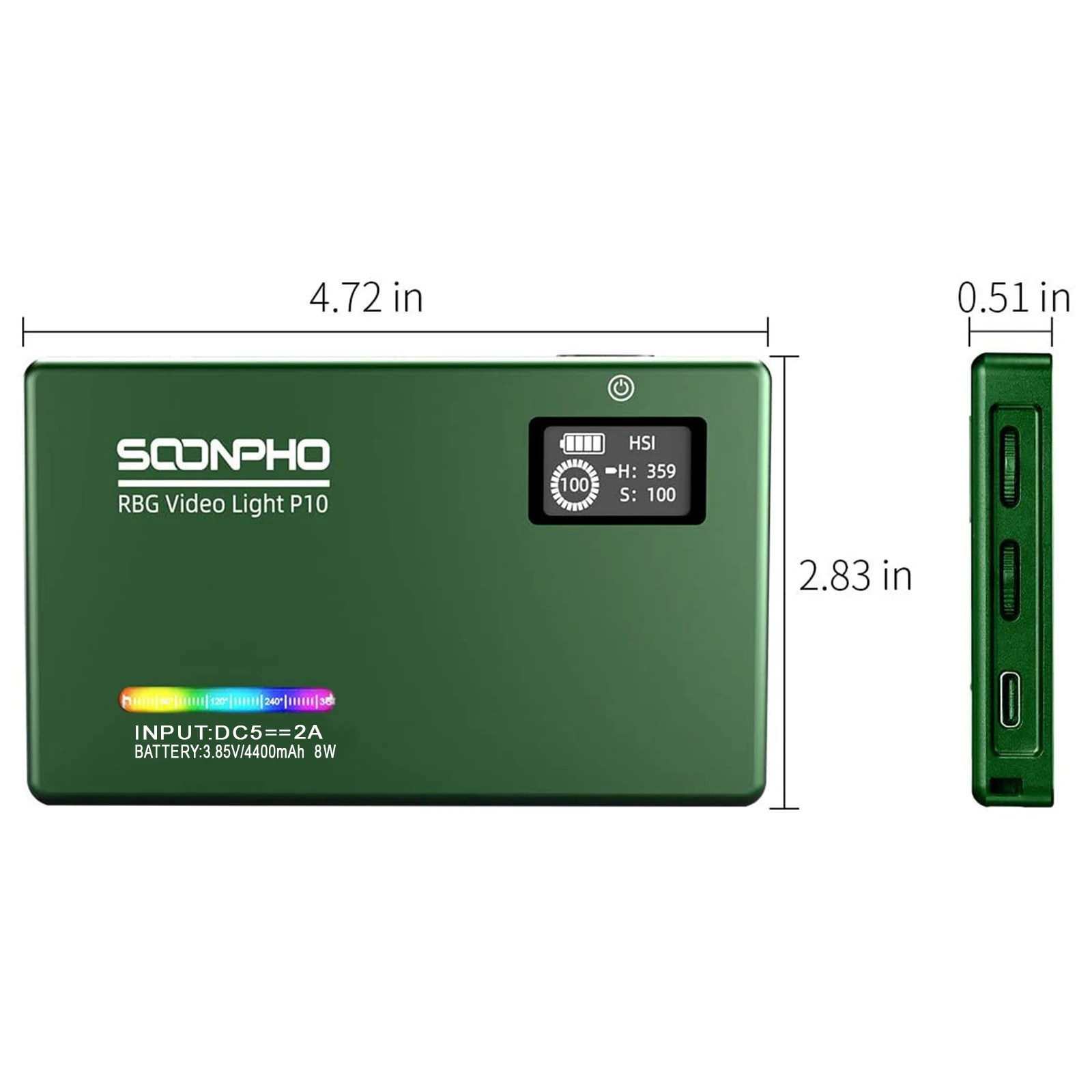 Металлический полноцветный светодиодный мини-светильник soonphone P10 RGB 2500K-8500K