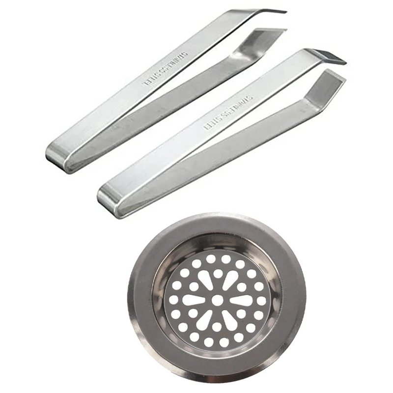 

2 Pcs 77 X 55 X 45Mm Kitchen Sink Strainers & 1 Pcs Fish Bone Stainless Steel Professional Fish Tweezers