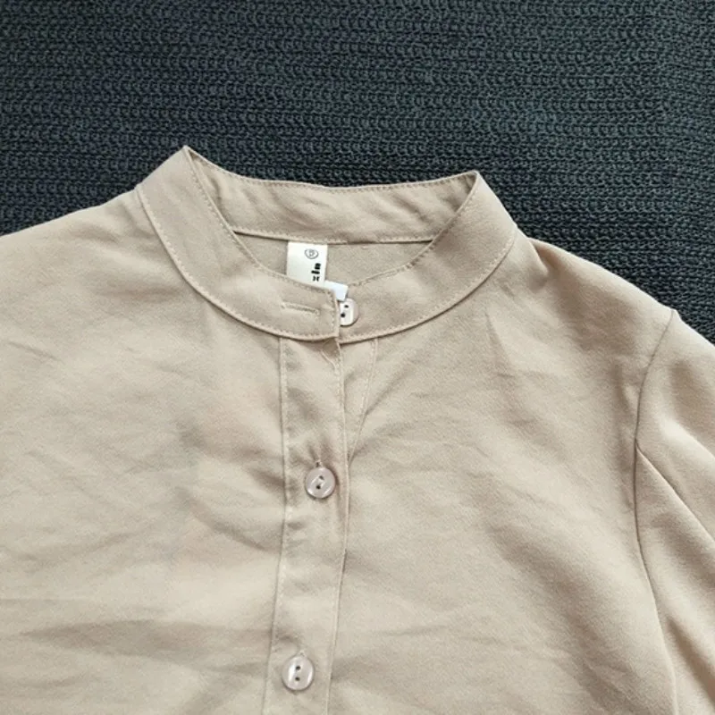 

New 2020 Spring Baby Shirt Girls Blouses Children Tops Girls Chiffon Shirt Single Button All Matched Toddler Clothes,#5283