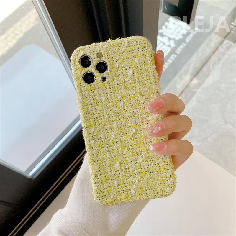 Модный Зеленый плюшевый тканевый чехол для телефона iphone 12 11 Pro Max XR X XS 7 8 plus SE 2020